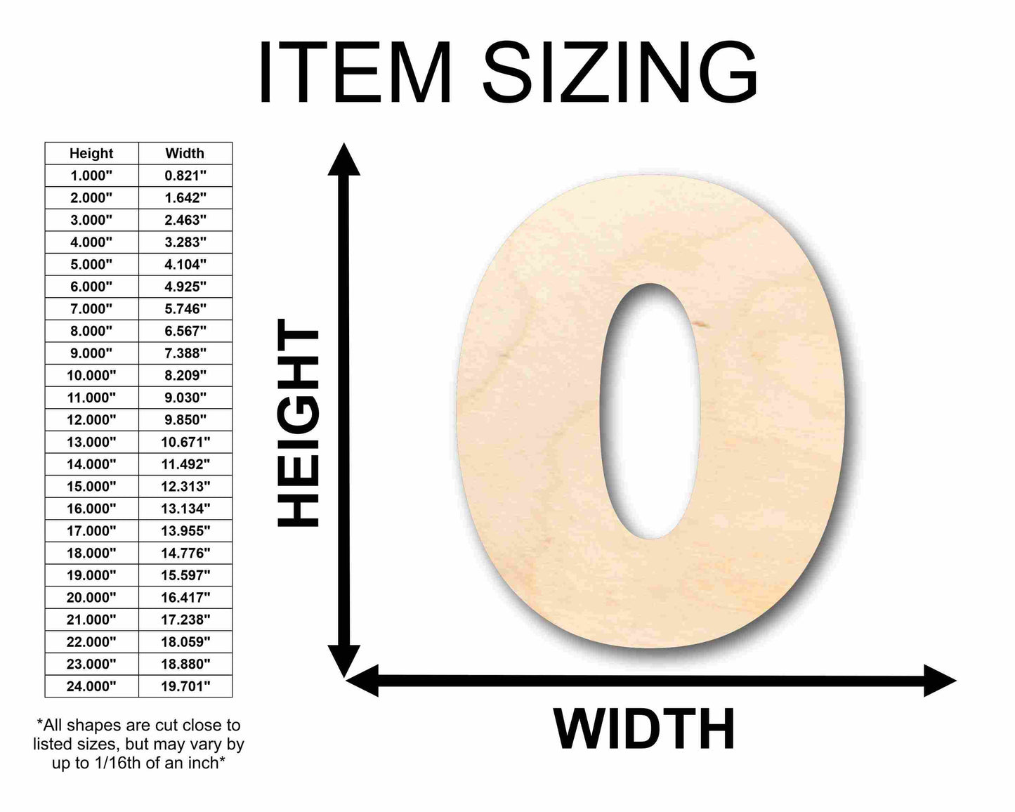 Unfinished Wood Block Number 0 - Craft - up to 46" DIY