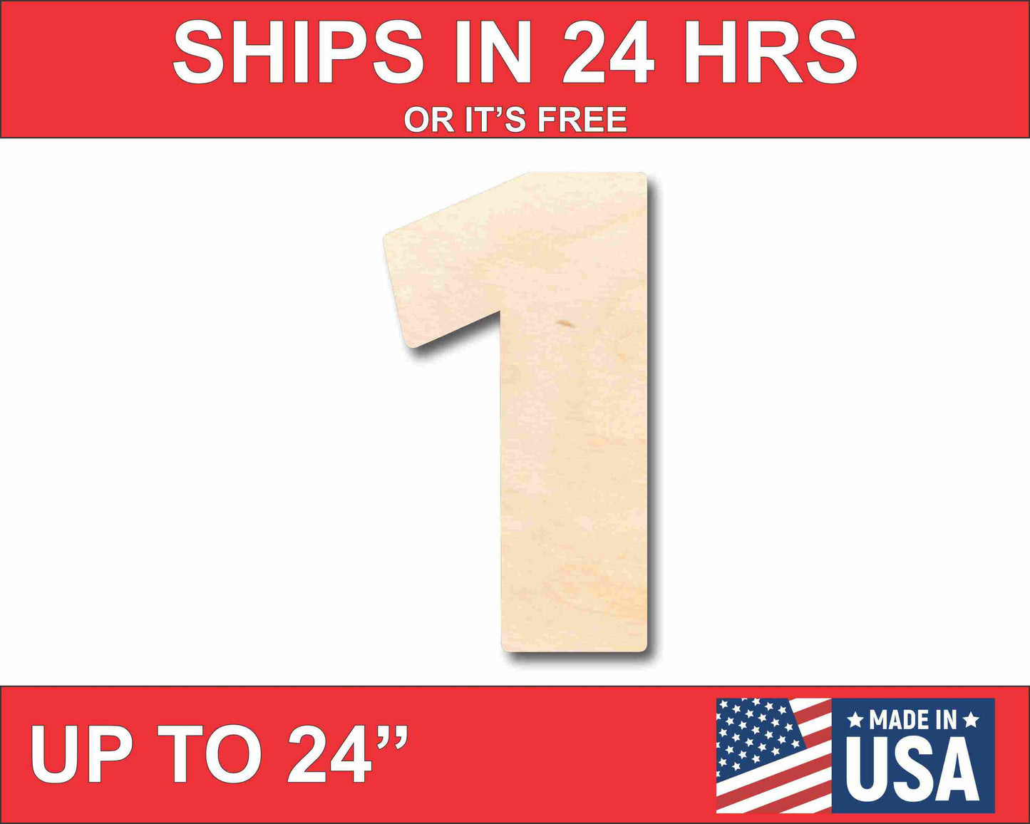 Unfinished Wood Block Number 1 - Craft - up to 46" DIY