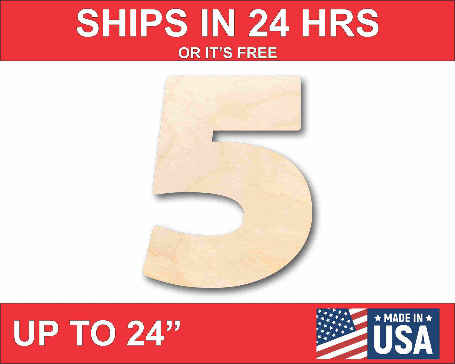 Unfinished Wood Block Number 5 - Craft - up to 46" DIY