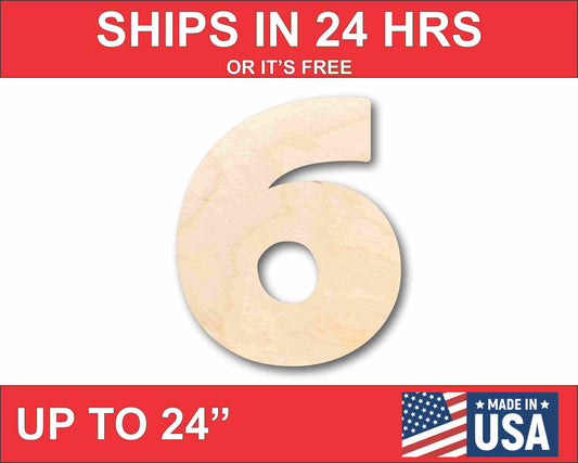 Unfinished Wood Block Number 6 - Craft - up to 46" DIY