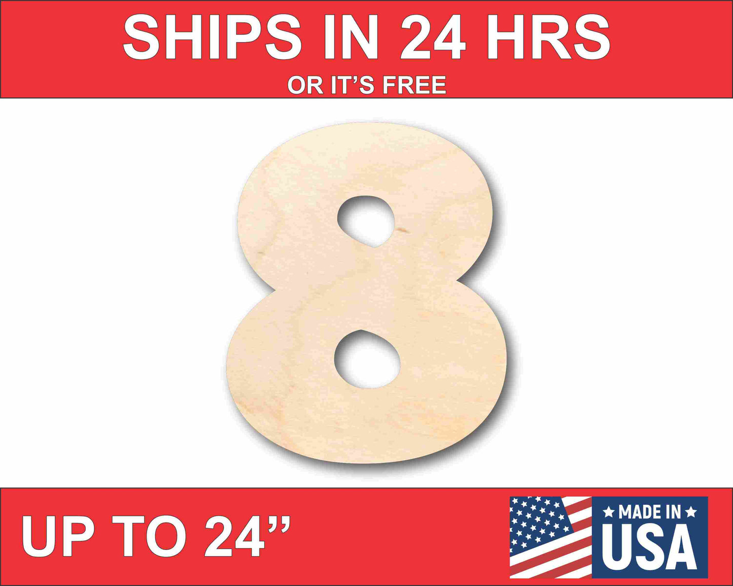 Unfinished Wood Block Number 8 - Craft - up to 46" DIY