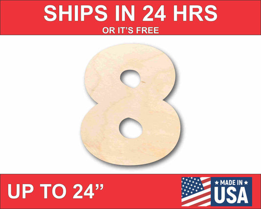 Unfinished Wood Block Number 8 - Craft - up to 46" DIY