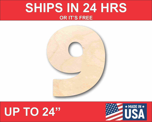 Unfinished Wood Block Number 9 - Craft - up to 46" DIY