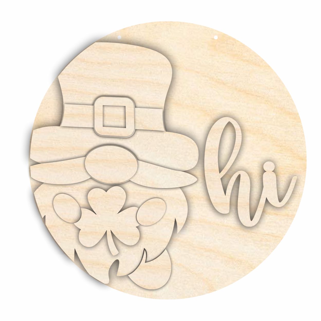 Unfinished Wood St Patrick's Day Gnome Door Sign Kit | Wood Craft Cutouts | 1/4" Thick |