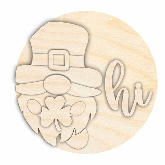 Unfinished Wood St Patrick's Day Gnome Door Sign Kit | Wood Craft Cutouts | 1/4" Thick |