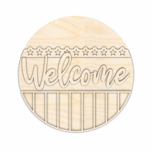 Unfinished Wood Patriotic Welcome Door Sign Kit | Wood Craft Cutouts | 1/4" Thick |