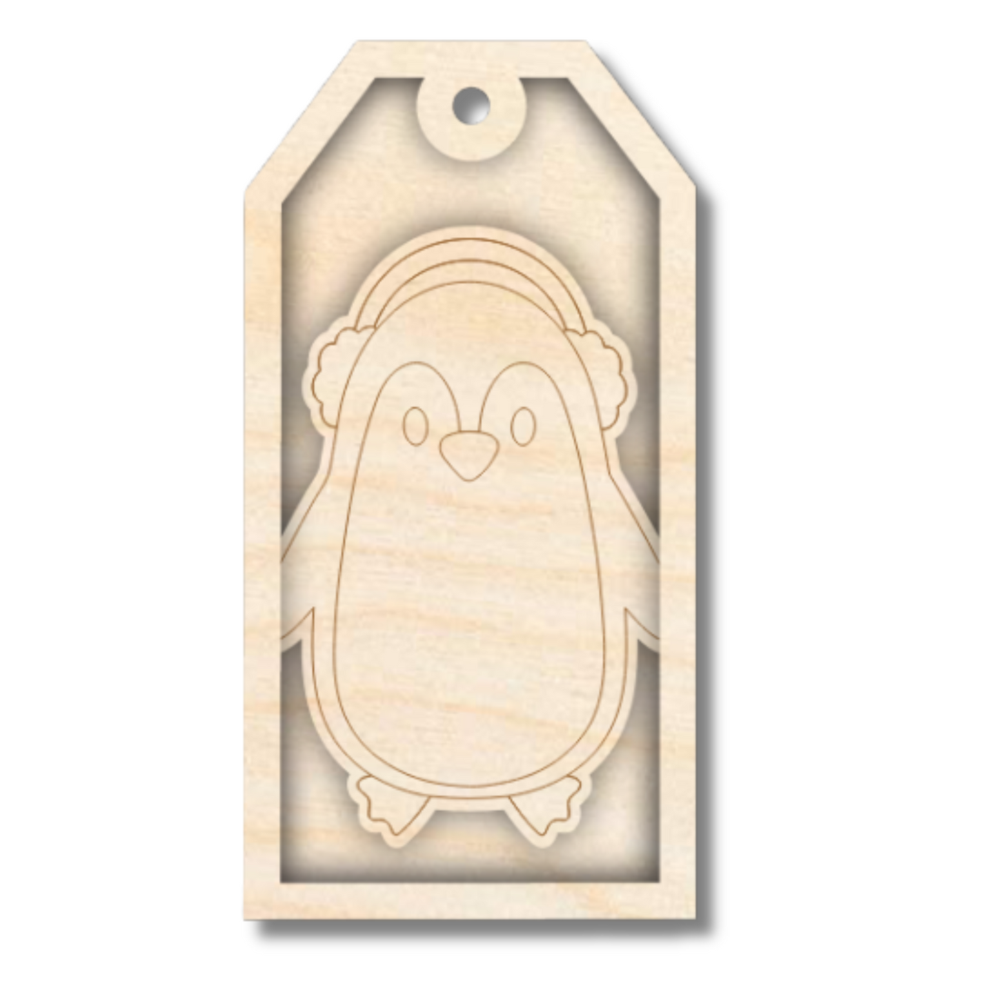 Unfinished Wood Layered Christmas Gift Tags | 14 Options | 3 Piece | 4"-6" Tall | 1/8" Wood | Wood Craft DIY