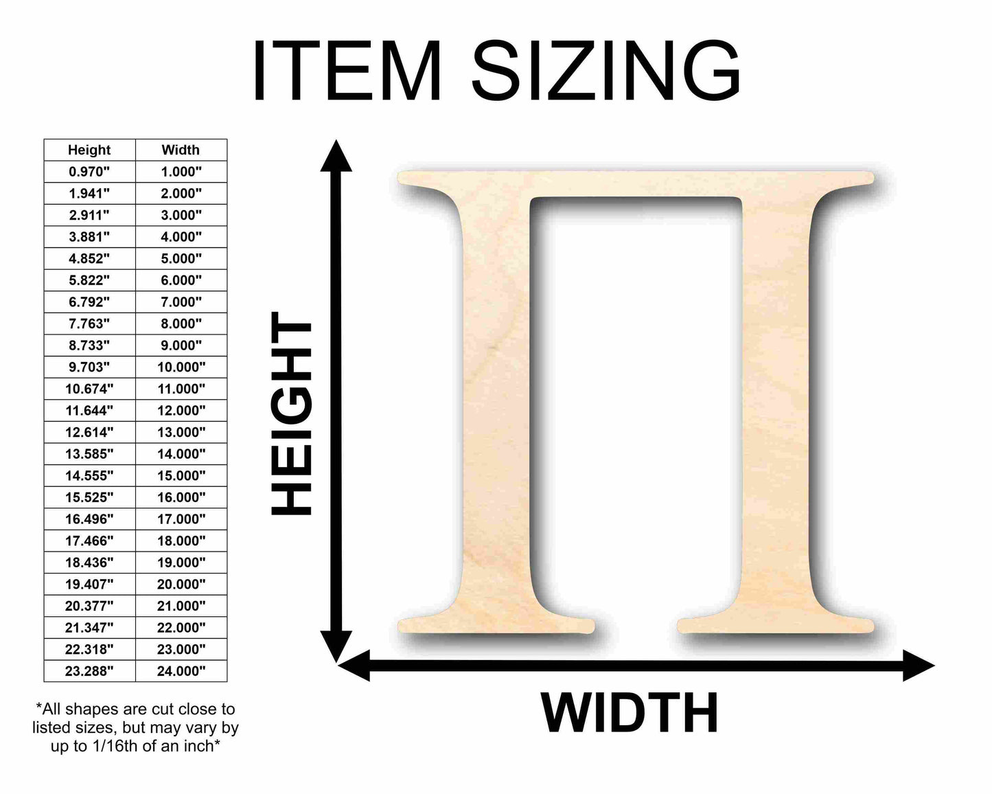 Unfinished Wood Pi Silhouette - Craft- up to 46" DIY