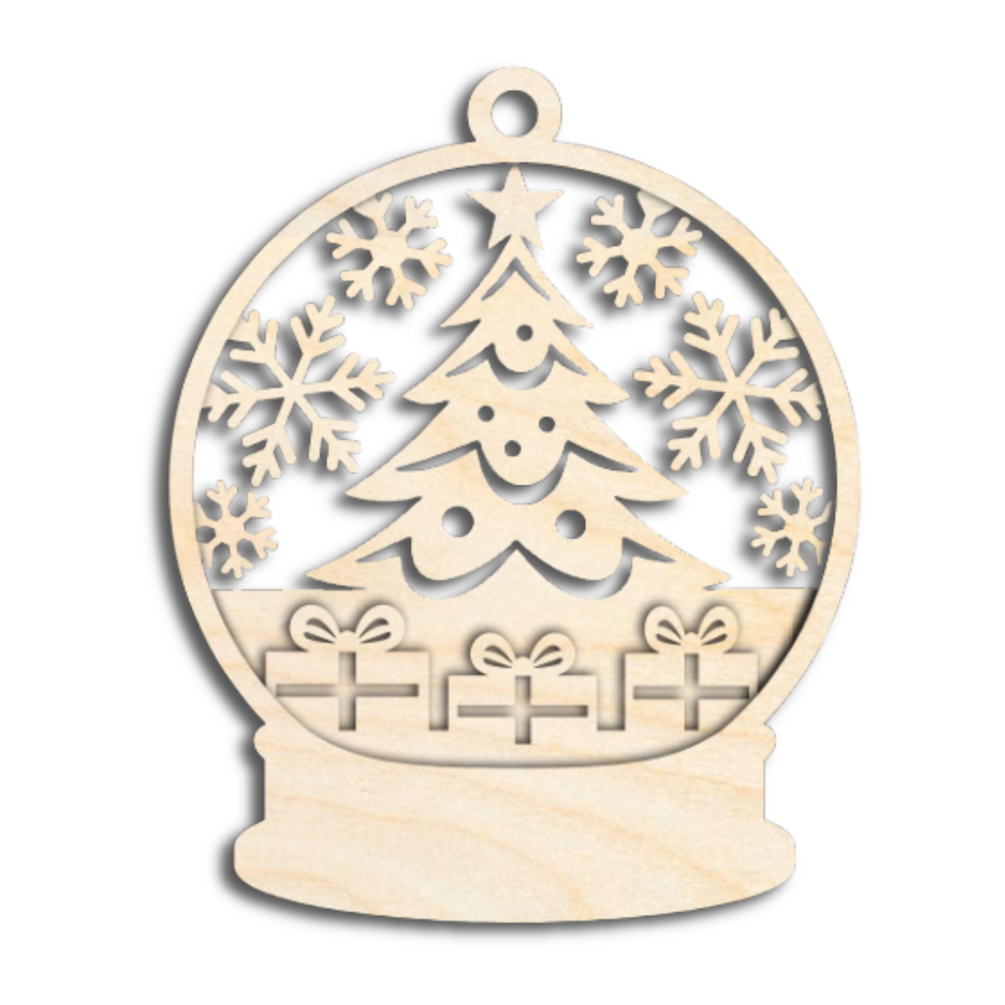 Unfinished Wood Layered Snow Globe Christmas Ornaments | 3 Piece | 5" Tall | 1/8" Wood | Wood Craft DIY