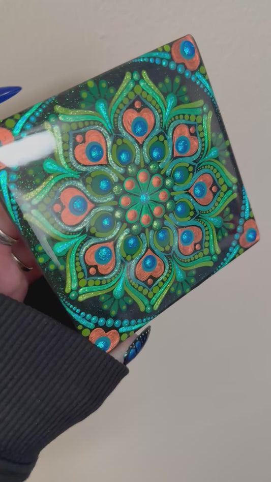Peacock Mandala Coaster