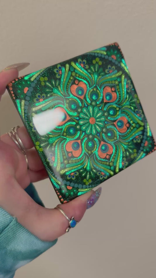 Peacock Mandala Coaster