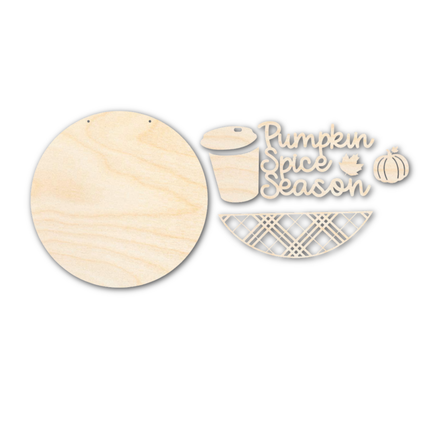 Unfinished Wood Pumpkin Spice Season Door Sign Kit | Wood Craft Cutouts | 1/4" Thick |