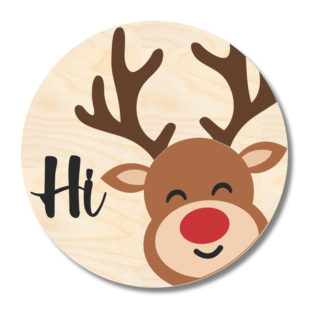 Unfinished Wood Reindeer Hi Door Sign Kit | Wood Craft Cutouts | 1/4" Thick |