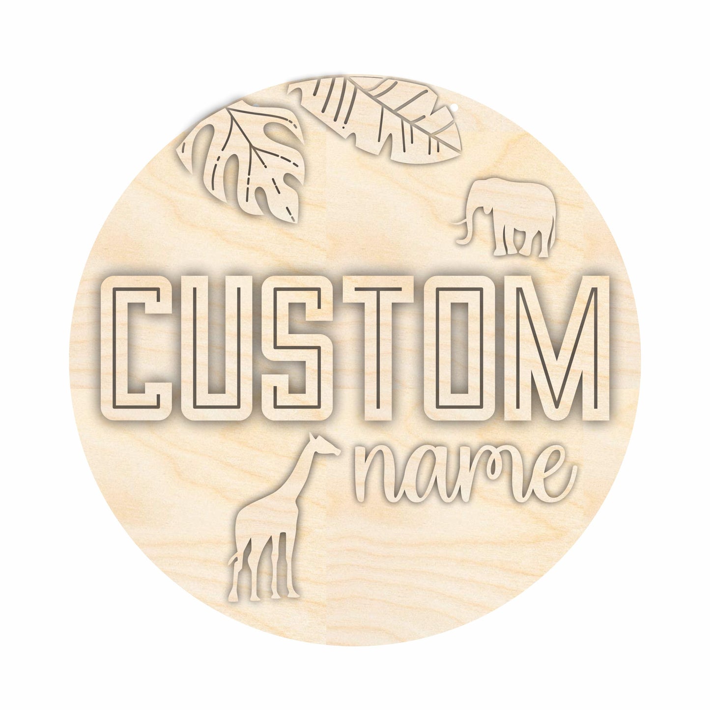 Unfinished Wood Custom Name Safari Door Sign Kit | Wood Craft Cutouts | 1/4" Thick |