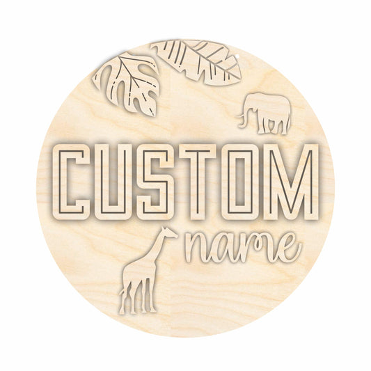 Unfinished Wood Custom Name Safari Door Sign Kit | Wood Craft Cutouts | 1/4" Thick |