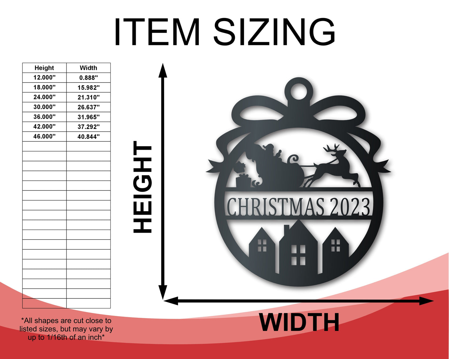 2023 LIMITED EDITION Custom Metal Santa's Sleigh Christmas Ornament | Indoor Outdoor | Up to 36" | Over 20 Color Options