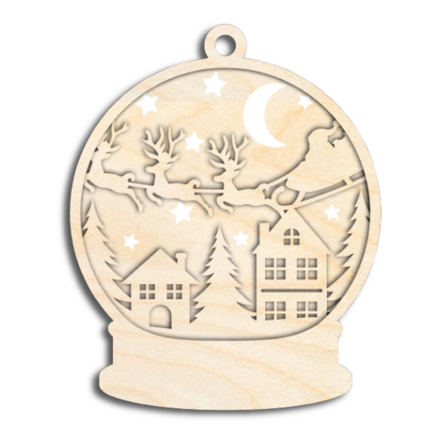 Unfinished Wood Layered Snow Globe Christmas Ornaments | 3 Piece | 5" Tall | 1/8" Wood | Wood Craft DIY