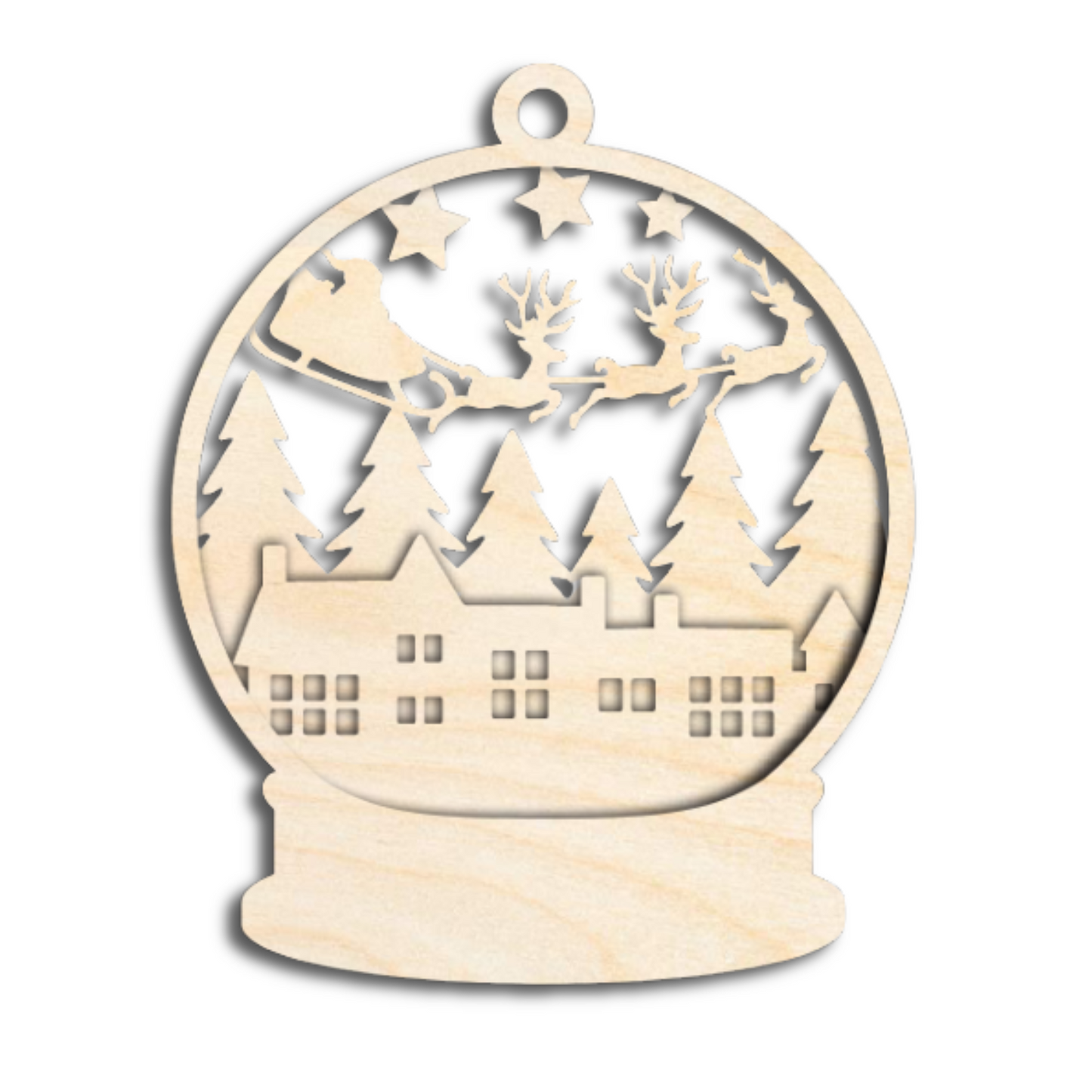 Unfinished Wood Layered Snow Globe Christmas Ornaments | 3 Piece | 5" Tall | 1/8" Wood | Wood Craft DIY