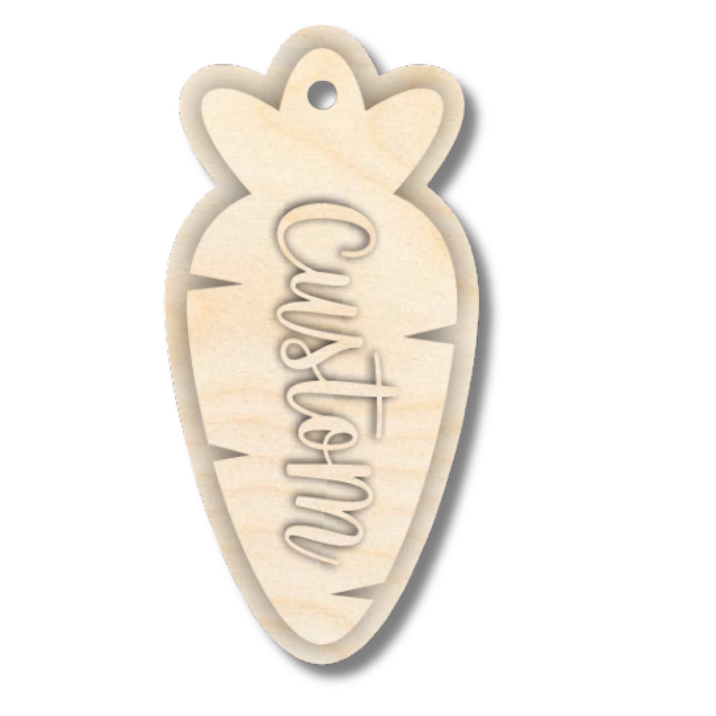 Unfinished Wood Layered Custom Name Carrot Gift Tags | 4 Options | 3 Piece | 4"-6" Tall | 1/8" Wood | Wood Craft DIY