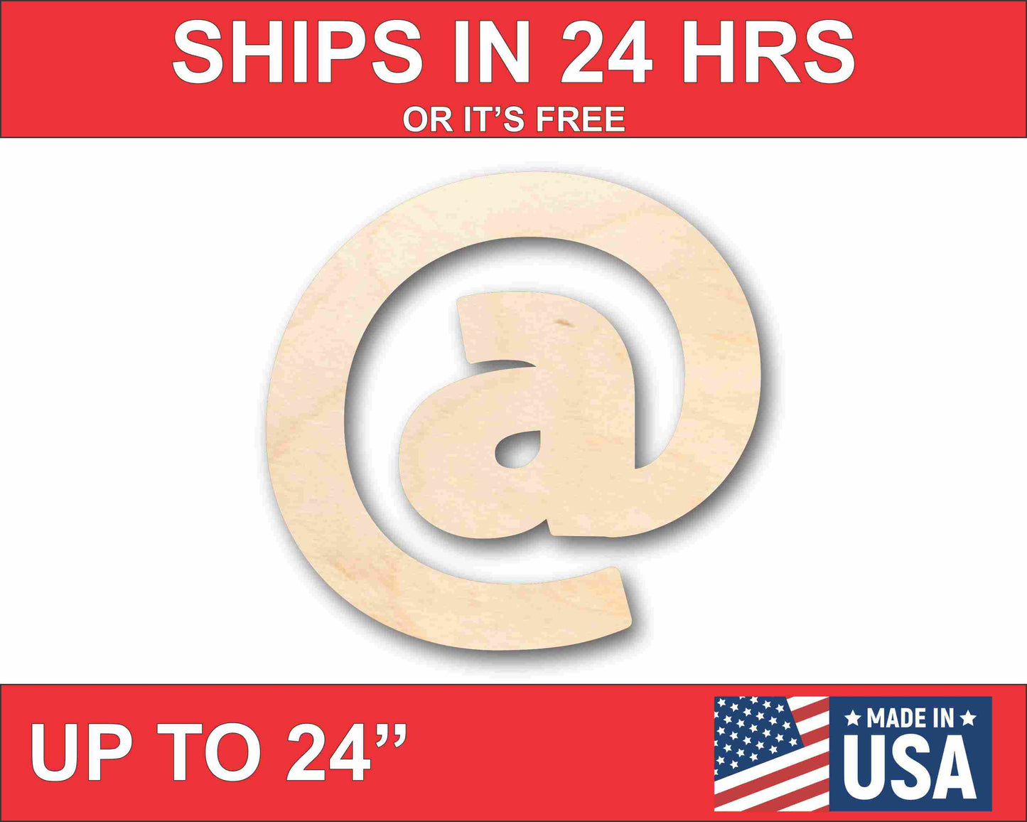 Unfinished Wood Block Symbol At - Craft - up to 46" DIY