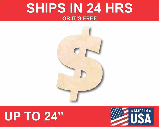 Unfinished Wood Block Symbol Dollar - Craft - up to 46" DIY