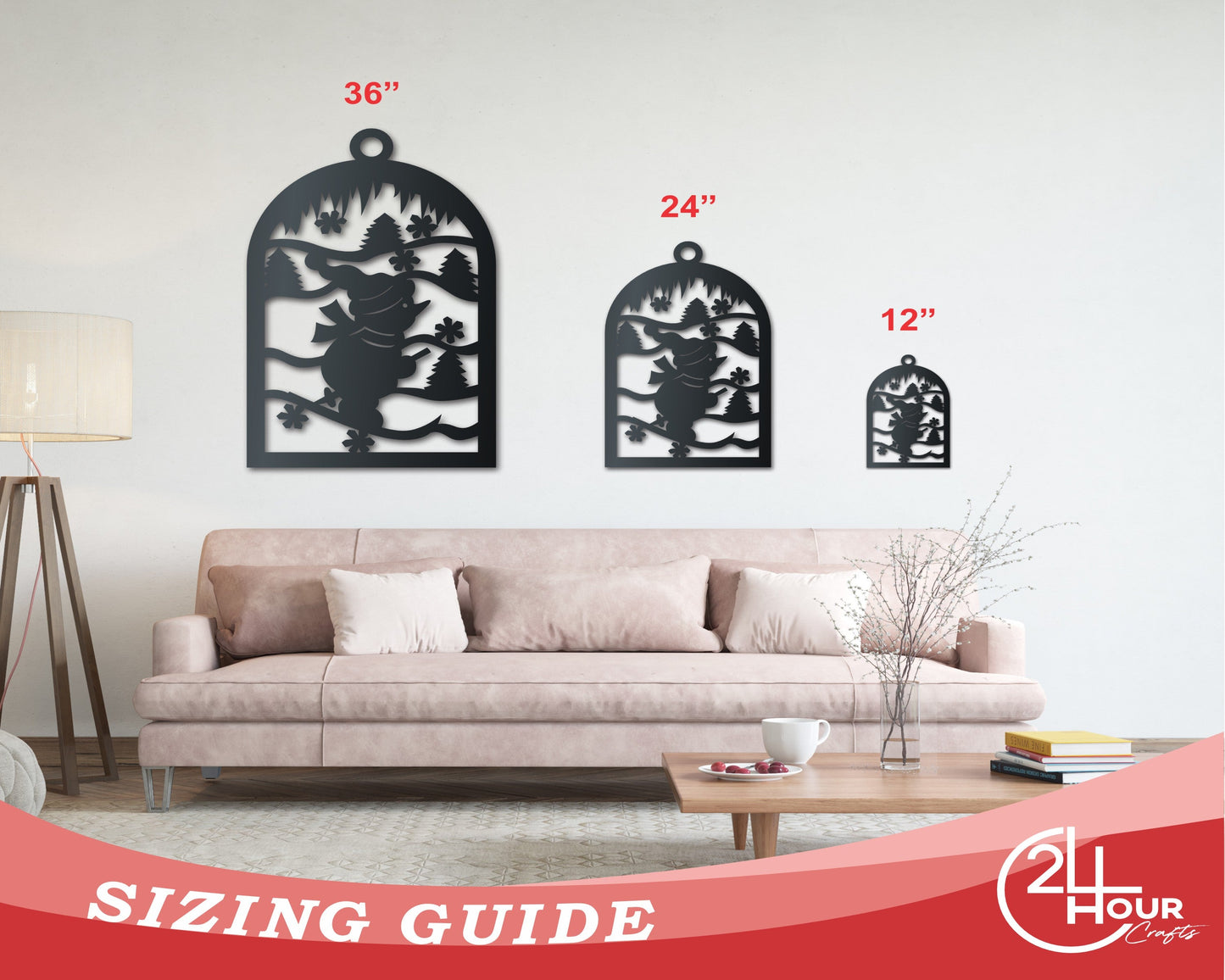 Metal Skiing Snowman Wall Art - Metal Winter Sign - 14 Color Options