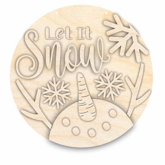 Unfinished Wood Let It Snow Door Sign Kit | Wood Craft Cutouts | 1/4" Thick |