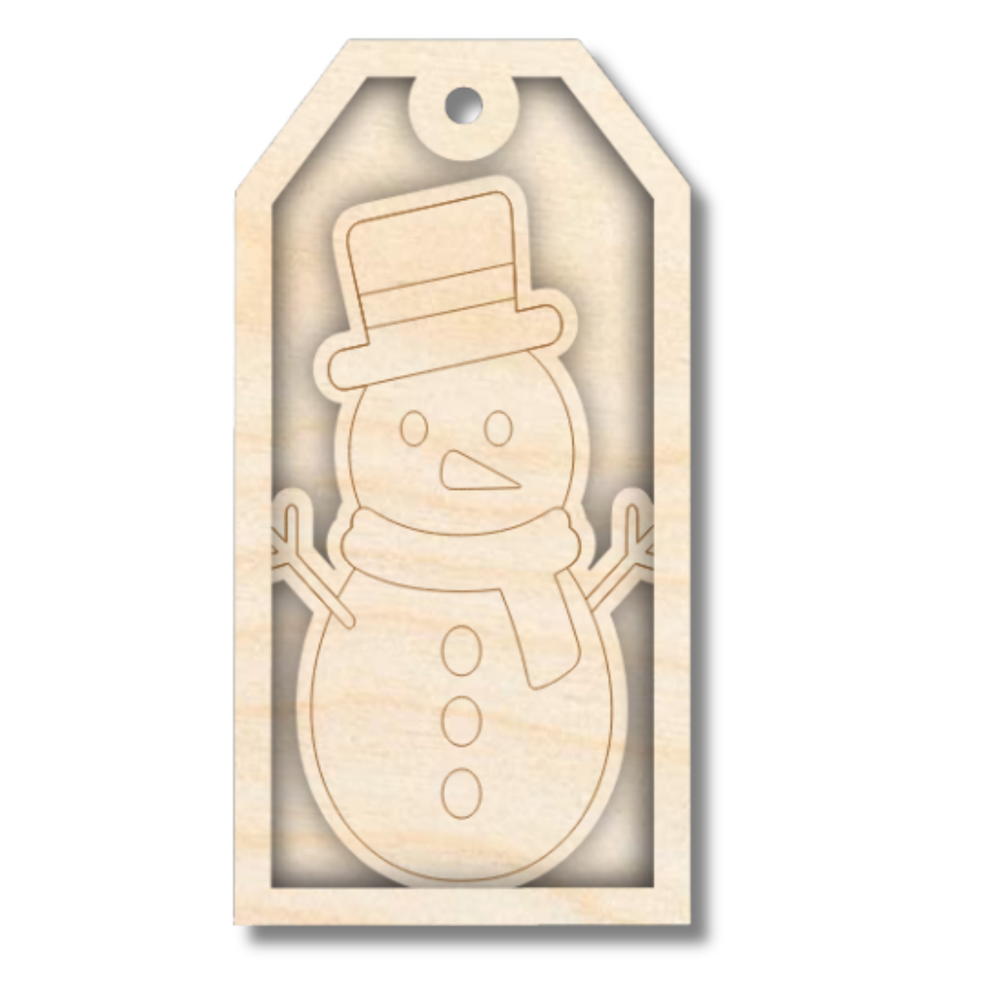 Unfinished Wood Layered Christmas Gift Tags | 14 Options | 3 Piece | 4"-6" Tall | 1/8" Wood | Wood Craft DIY