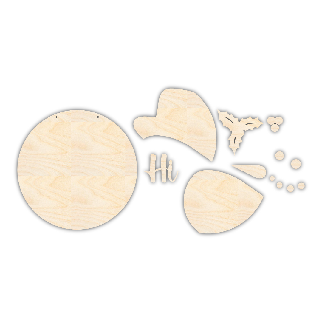 Unfinished Wood Snowman Hi Door Sign Kit | Wood Craft Cutouts | 1/4" Thick |