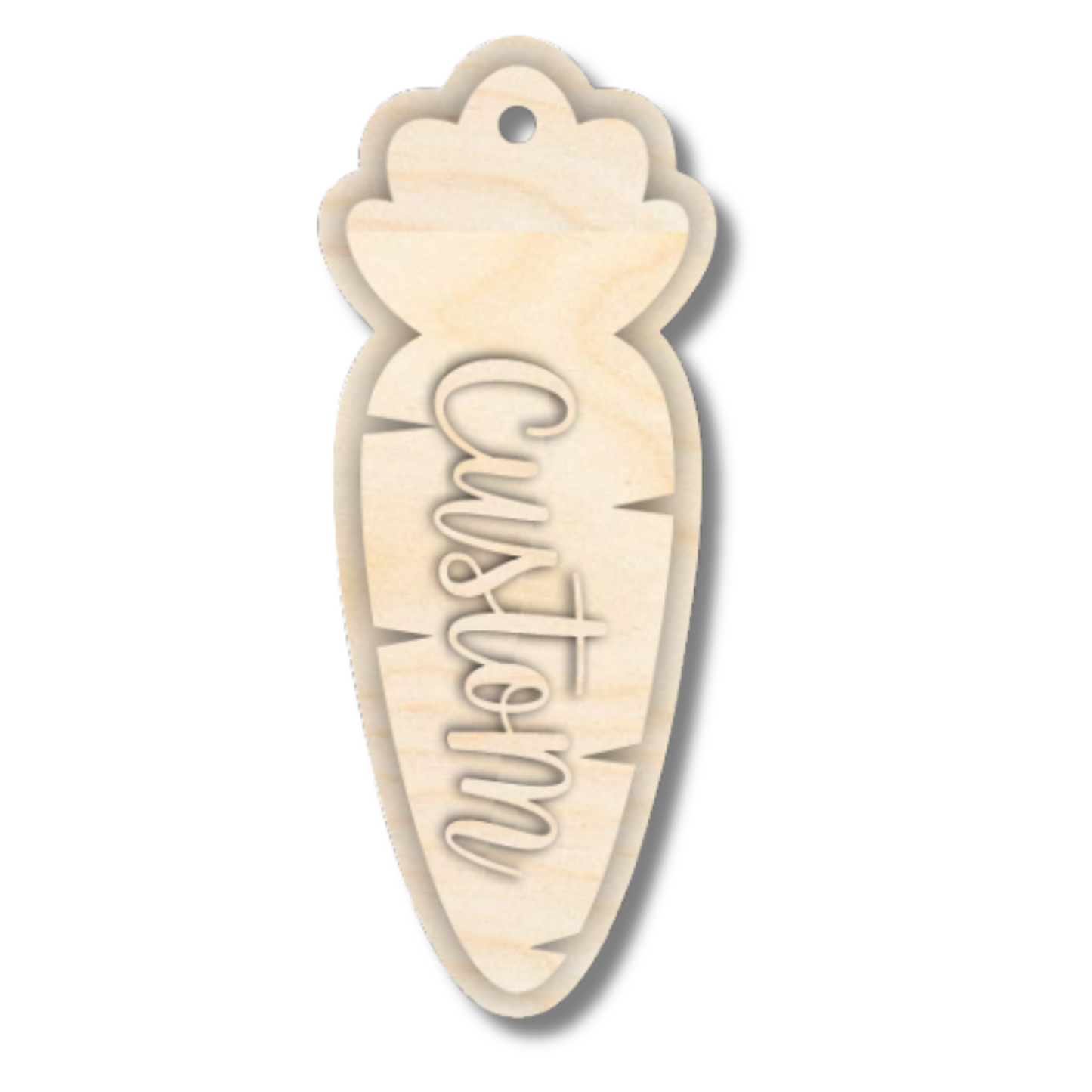 Unfinished Wood Layered Custom Name Carrot Gift Tags | 4 Options | 3 Piece | 4"-6" Tall | 1/8" Wood | Wood Craft DIY