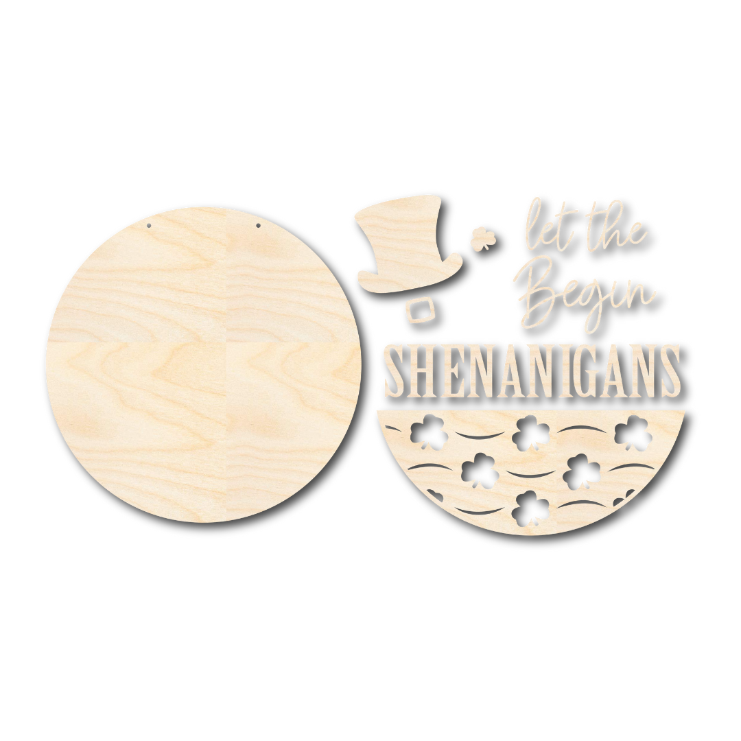 Unfinished Wood St. Patrick's Day Door Sign Kit | Wood Craft Cutouts | 1/4" Thick |