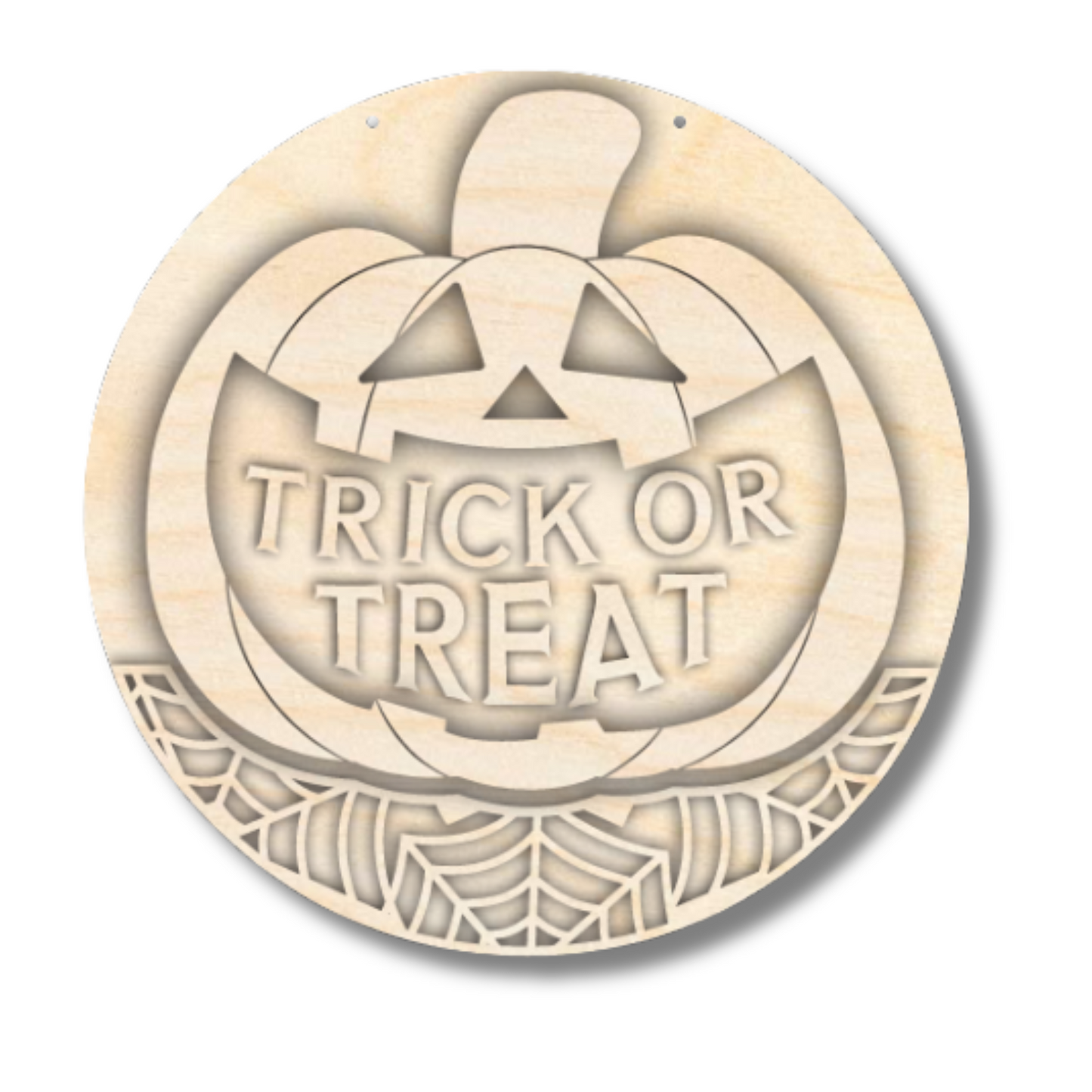 Unfinished Wood Trick or Treat Jack-o-Lantern Door Sign Kit | Wood Craft Cutouts | 1/4" Thick |