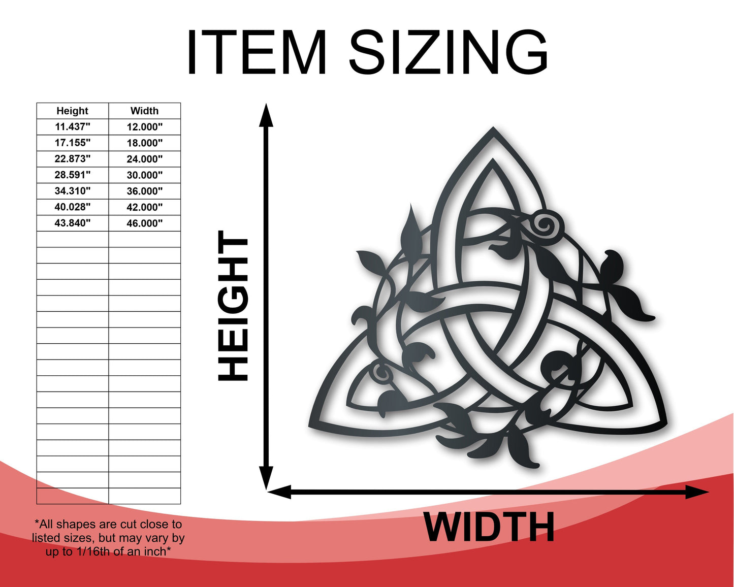 Metal Triquetra Wall Art - Metal Celtic Sign - 14 Color Options