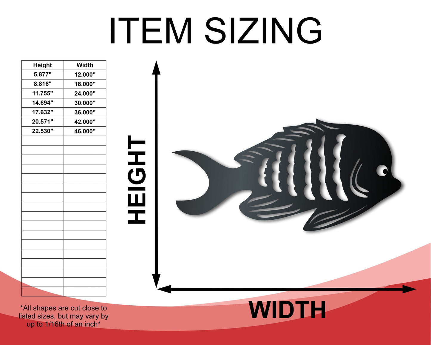 Metal Tropical Fish Sign | Indoor Outdoor | Up to 46" | Over 20 Color Options