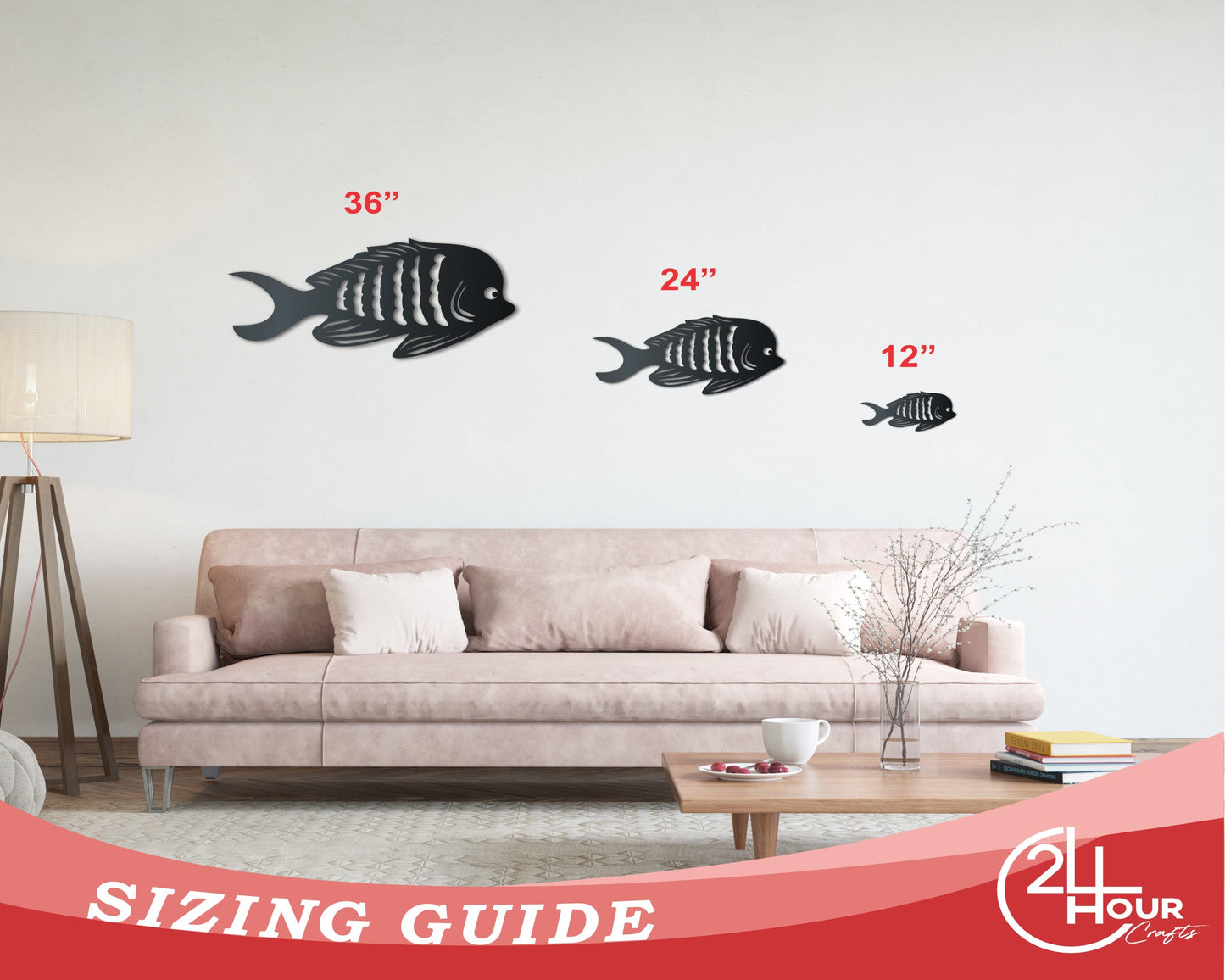 Metal Tropical Fish Sign | Indoor Outdoor | Up to 46" | Over 20 Color Options