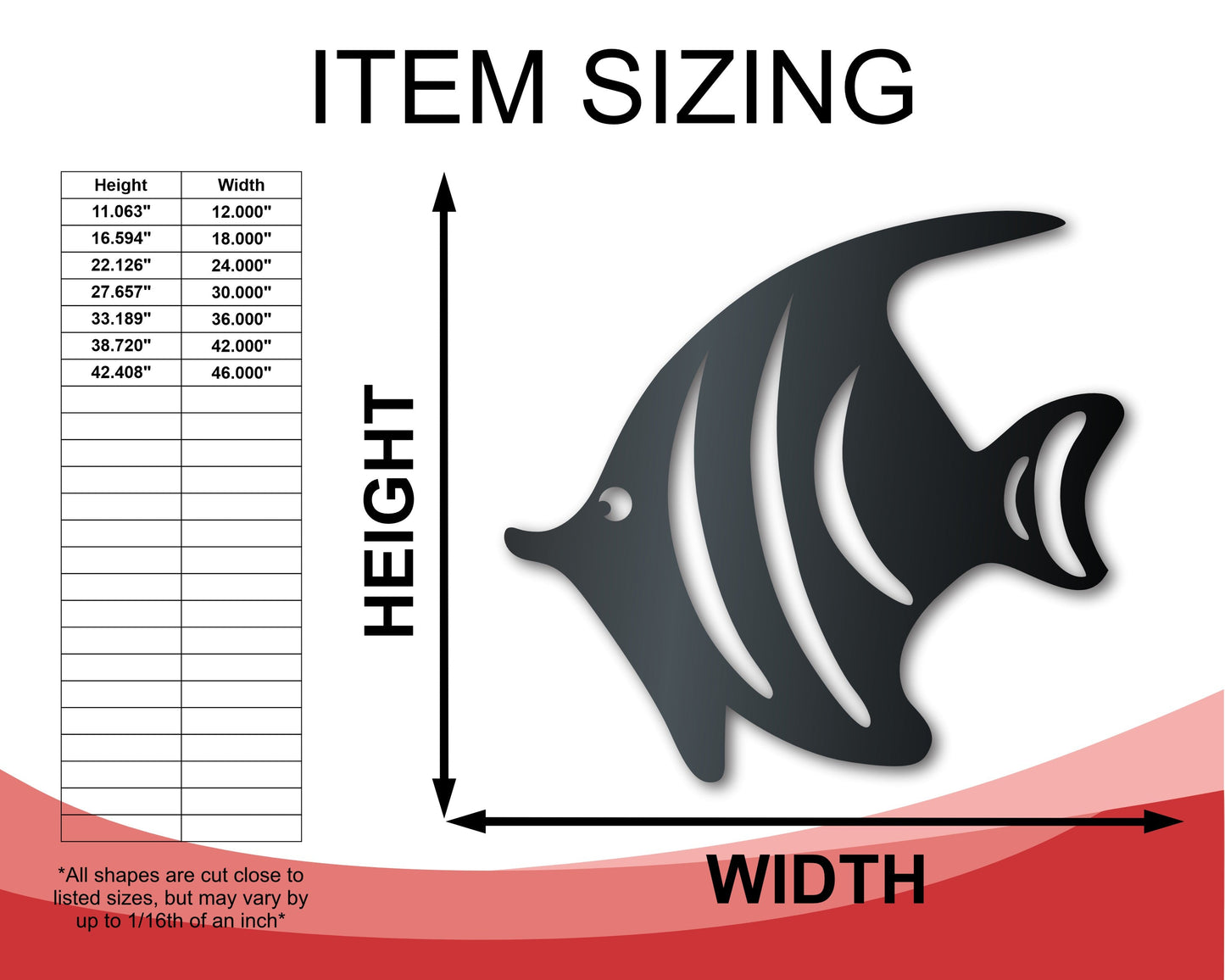 Metal Tropical Fish Sign | Indoor Outdoor | Up to 46" | Over 20 Color Options