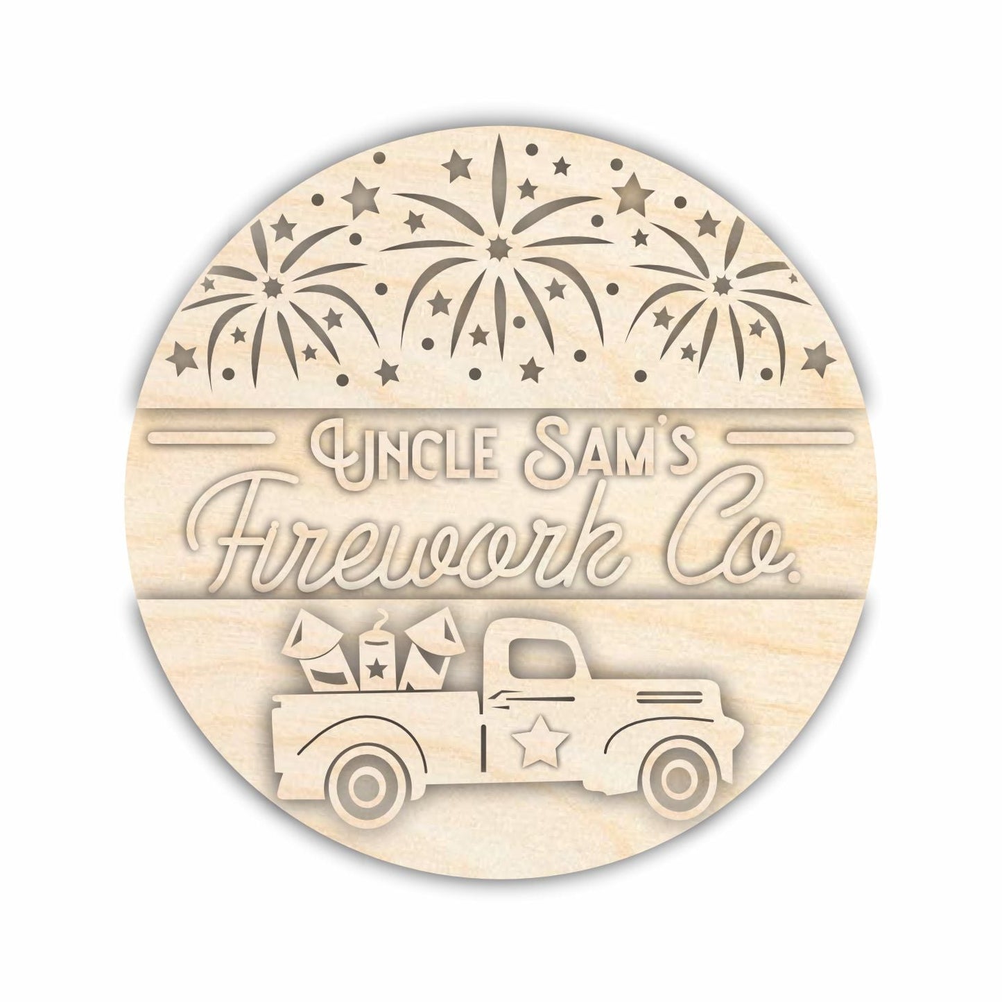 Unfinished Wood Uncle Sam's Fireworks Door Sign Kit | Wood Craft Cutouts | 1/4" Thick |