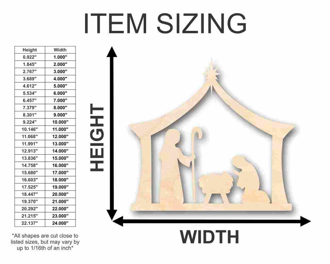 Unfinished Wood Bethlehem Nativity Shape - Christmas - Craft - up to 46" DIY