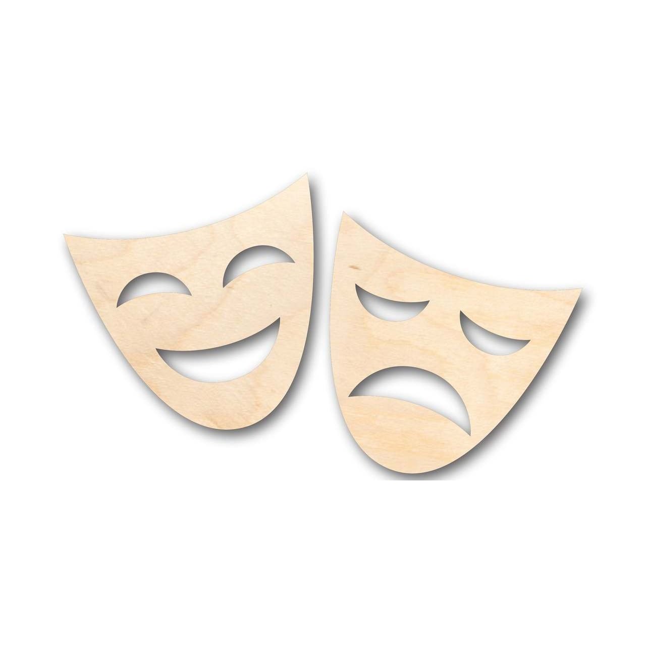 Unfinished Wood Comedy Tragedy Shape - Theatre - Craft - up to 46" DIY