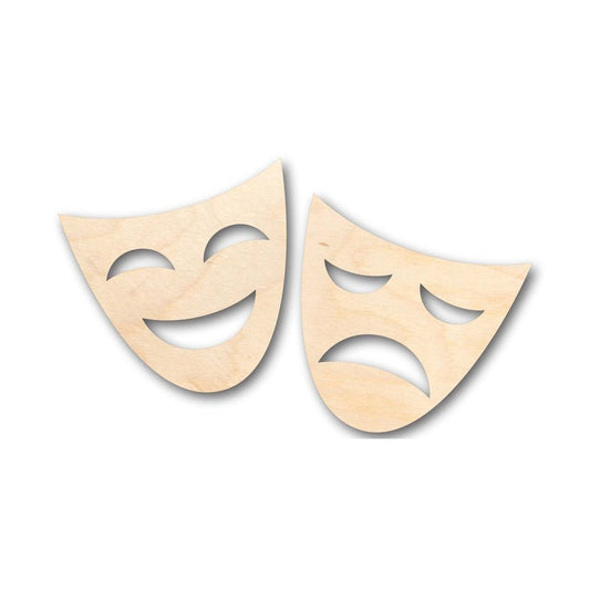 Unfinished Wood Comedy Tragedy Shape - Theatre - Craft - up to 46" DIY