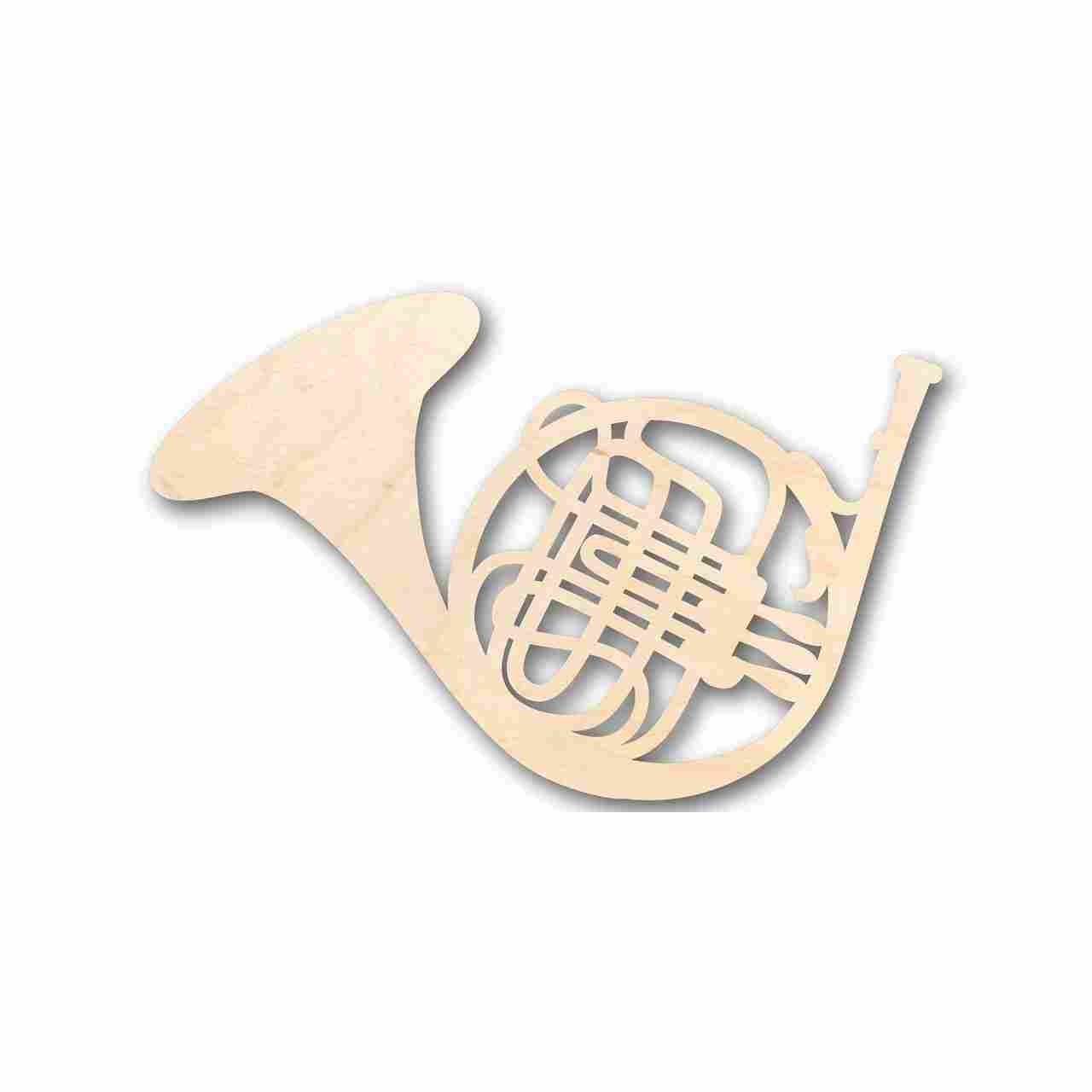 Unfinished Wood French Horn Shape - Music - Craft - up to 46" DIY