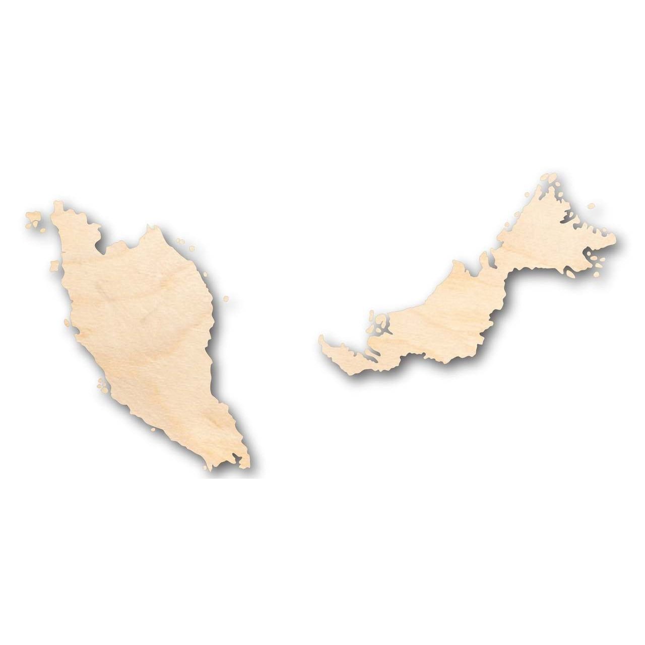 Unfinished Wood Malaysia Shape 2 Pieces - Country - Craft - up to 46" DIY