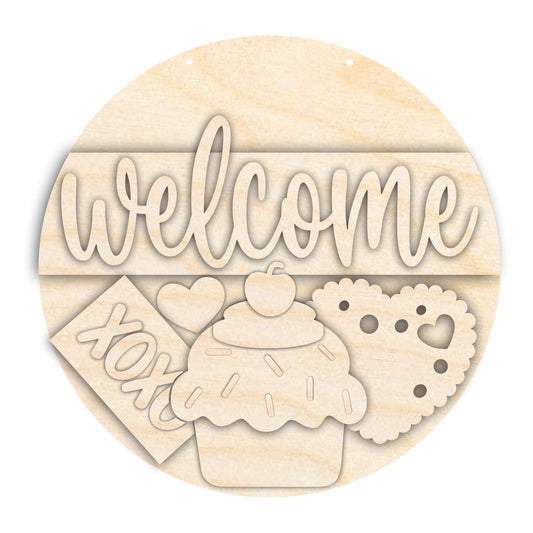 Unfinished Wood Valentines Day Sweets Door Sign Kit | Wood Craft Cutouts | 1/4" Thick |