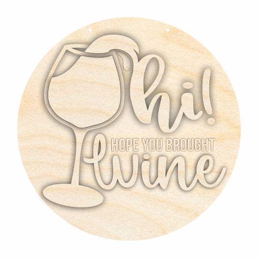 Unfinished Wood Wine Door Sign Kit | Wood Craft Cutouts | 1/4" Thick |