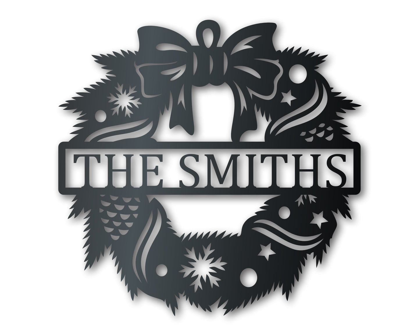 Custom Metal Winter Pine Wreath Wall Art | Indoor Outdoor | Up to 30" | Over 20 Color Options