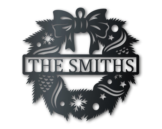 Custom Metal Winter Pine Wreath Wall Art | Indoor Outdoor | Up to 30" | Over 20 Color Options