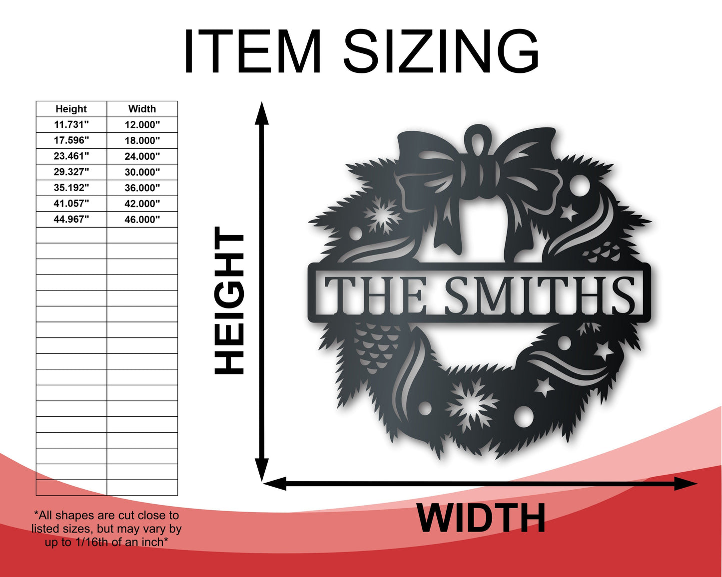 Custom Metal Winter Pine Wreath Wall Art | Indoor Outdoor | Up to 30" | Over 20 Color Options