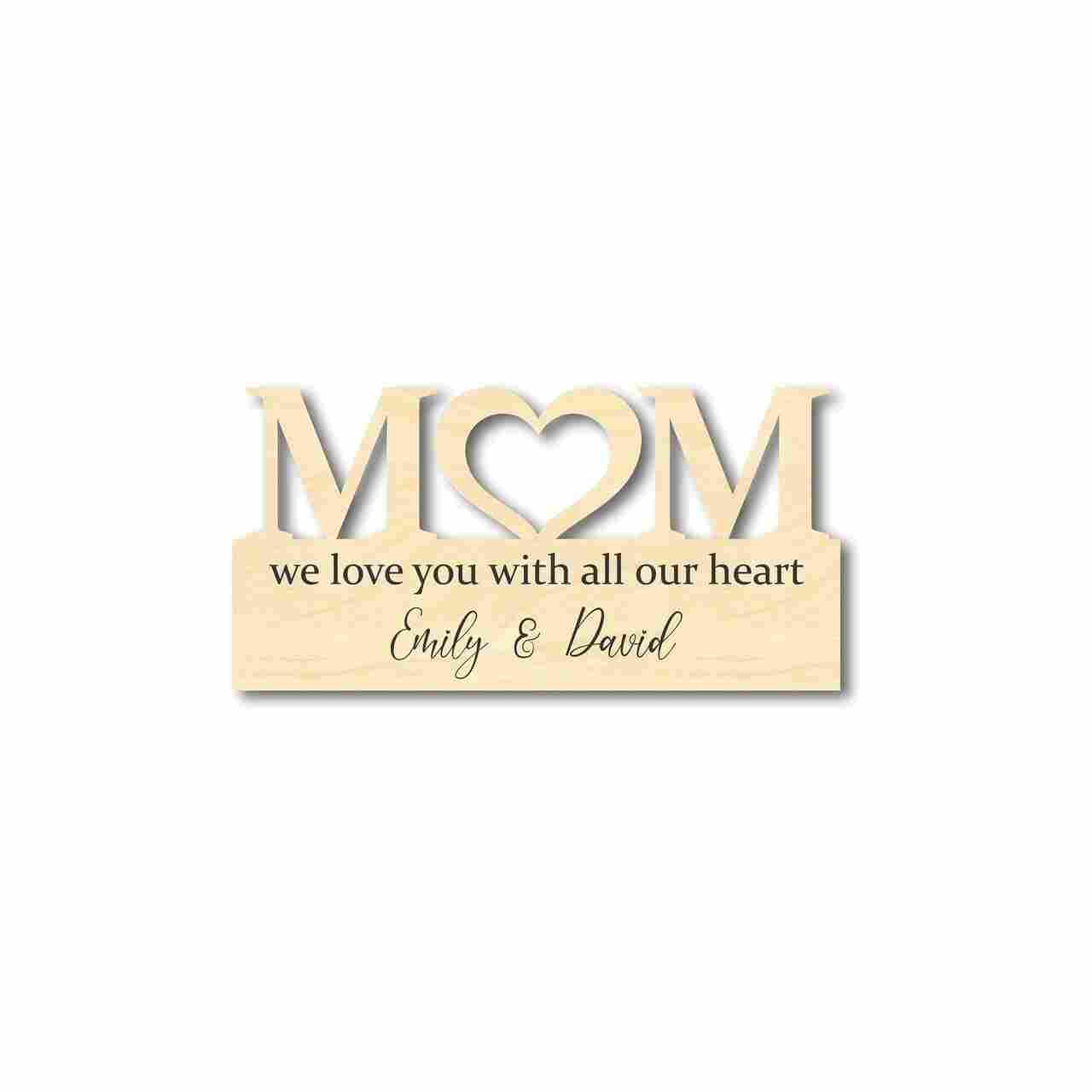Wood Love Mother's Day Gift Customizable Cutout Finished or Unfinished up to 48" Wide - Home Decor DIY