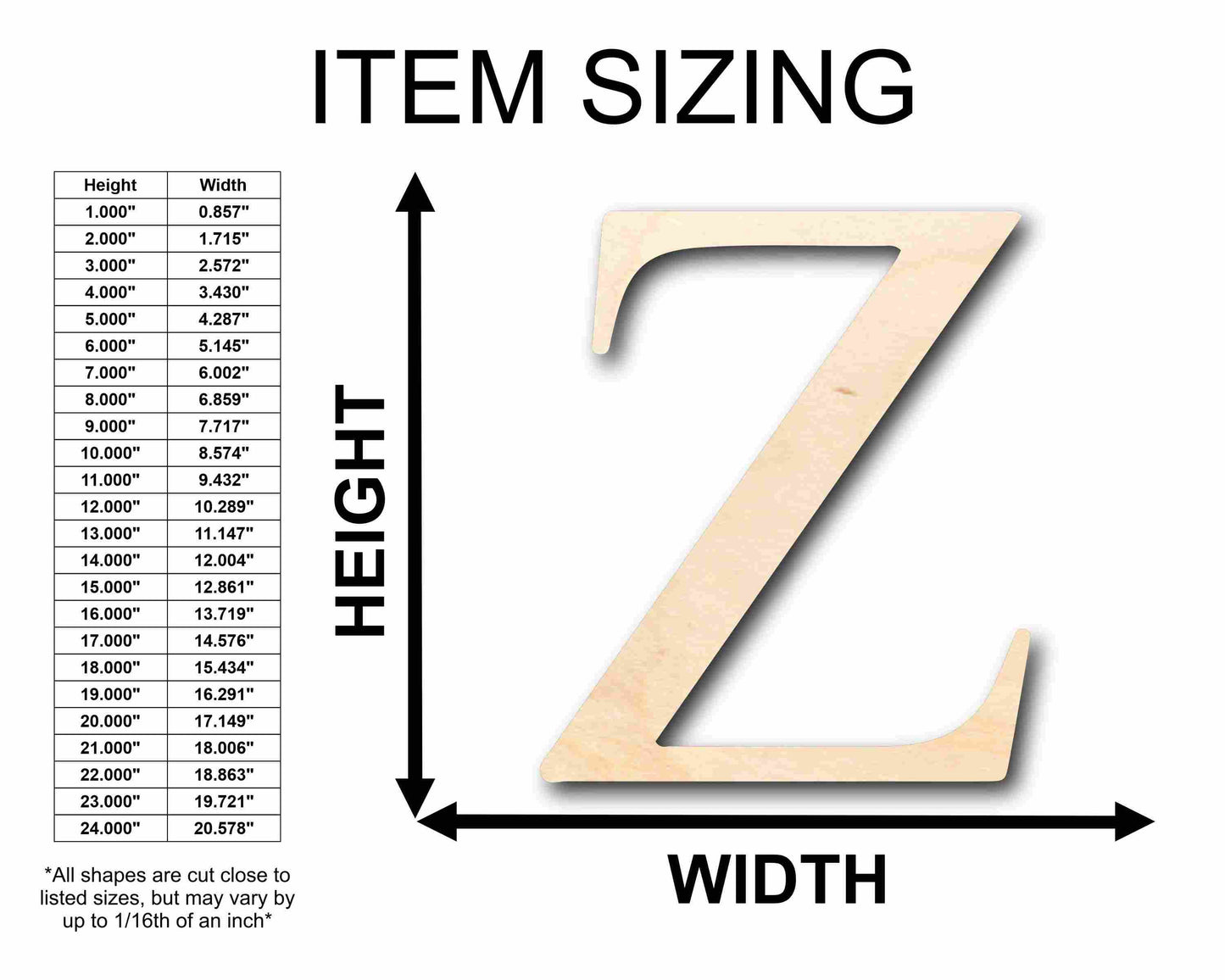 Unfinished Wood Zeta Silhouette - Craft- up to 46" DIY