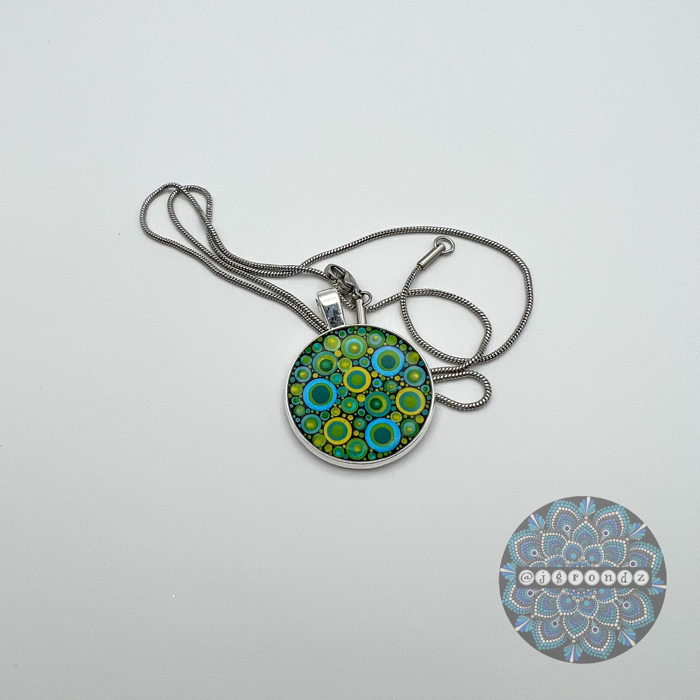 Colorful Dot Art Necklace Pendant & Chain